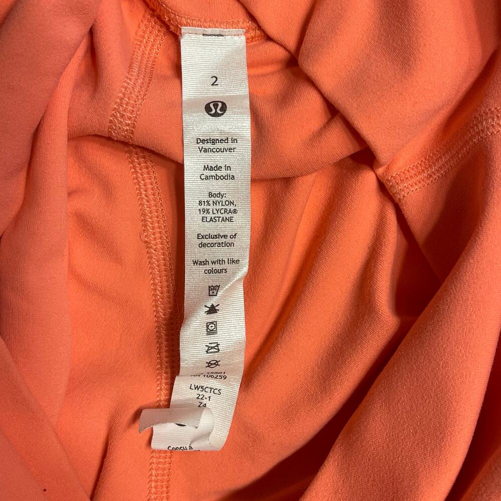 Lululemon Women's Wunder Under Leggings 3/4 Length Coral Size 2 - Picture 4 of 5